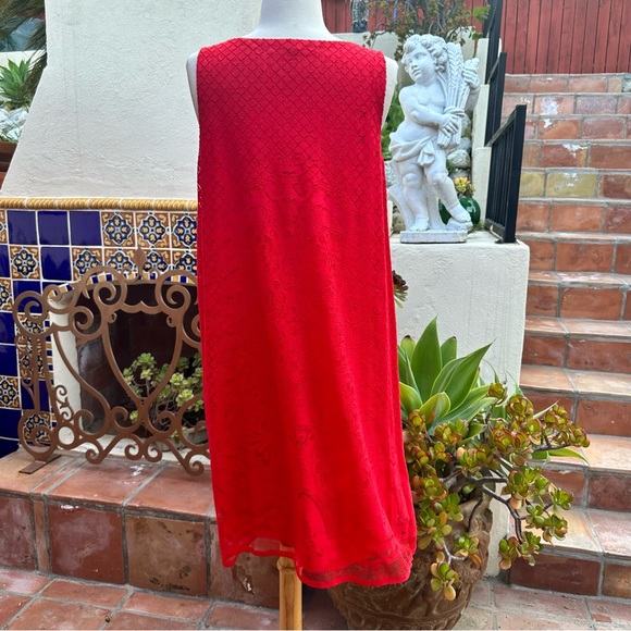 Max Studio Flowy Lace Sleeveless Sheath Lined Red Dress Size Large - Picture 7 of 10
